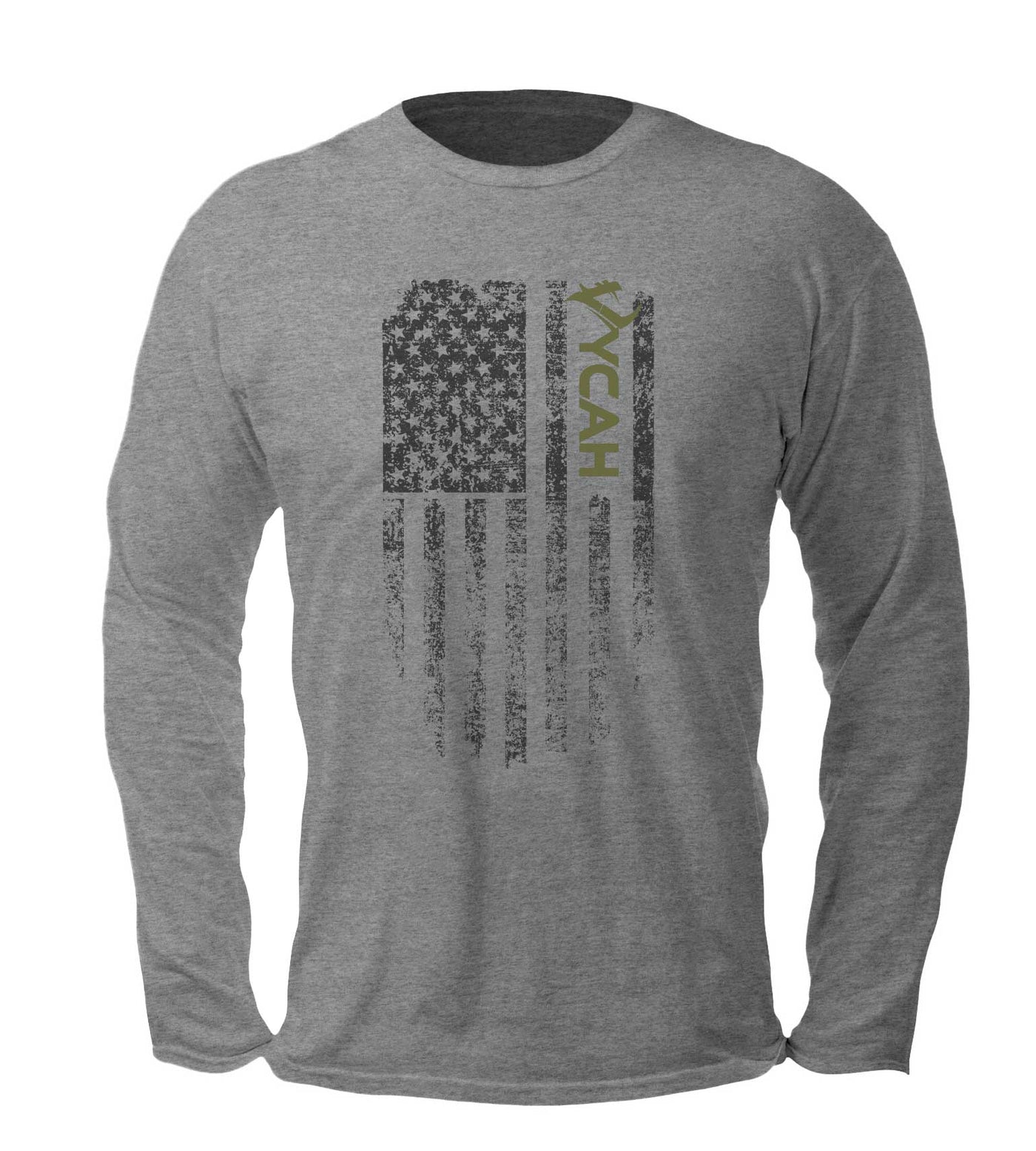 Vycah Vintage Flag Long Sleeve Tee - Gray